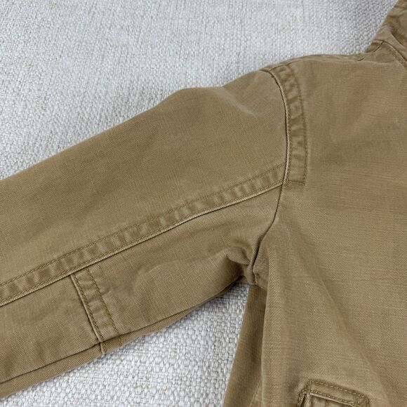 Gap Kids Bomber Jacket Boys Size Small Canvas Khaki Tan Plaid Lining Zip Up Coat - Picture 7 of 16